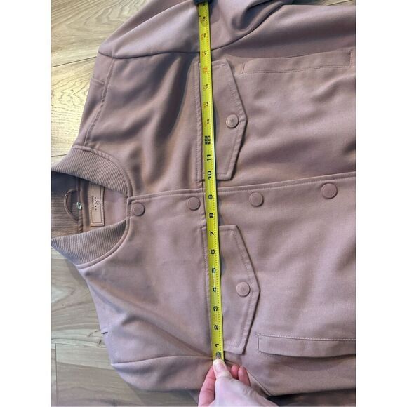 Blush Pink Cropped Bomber Jacket Utility Pockets Snap Front Lightweight - Picture 12 of 12